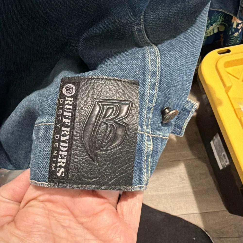 Ruff Ryders Jacket‎ Mens 3X Dirty Denim Workwear Hip Hop Embroidered Patch